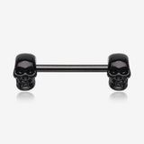 A Pair of Blackline Apocalyptic Skull Nipple Barbell Ring