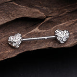 Detail View 1 of A Pair of Infinite Heart Multi Gem Sparkle Nipple Barbell-Clear Gem