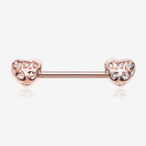 A Pair of Rose Gold Infinite Heart Multi Gem Sparkle Nipple Barbell