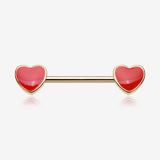 A Pair of Golden Vibrant Heart Nipple Barbell