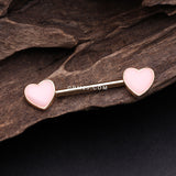 Detail View 1 of A Pair of Rose Gold Adorable Pink Heart Nipple Barbell-Light Pink