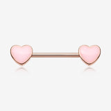 A Pair of Rose Gold Adorable Pink Heart Nipple Barbell-Light Pink