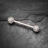 Detail View 1 of A Pair of Sparkle Multi-Gem Paved Nipple Barbell Ring-Aurora Borealis