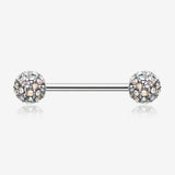 A Pair of Sparkle Multi-Gem Paved Nipple Barbell Ring