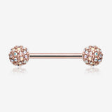 A Pair of Rose Gold Sparkle Multi-Gem Paved Nipple Barbell Ring