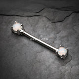 Detail View 1 of A Pair of Opalite Gem Prong Nipple Barbell-White