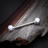 Detail View 1 of A Pair of Iridescent Revo Double Prong Gem Nipple Barbell