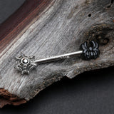 Detail View 1 of A Pair of Itsy Goth Spider and Web Nipple Barbell-Hematite