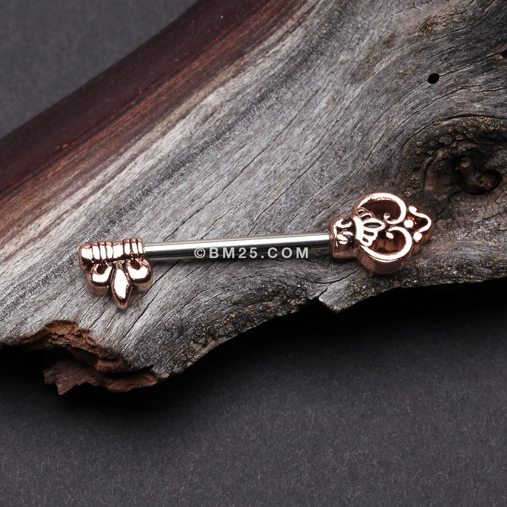 Detail View 1 of A Pair of Rose Gold Royal Antique Key Nipple Barbell