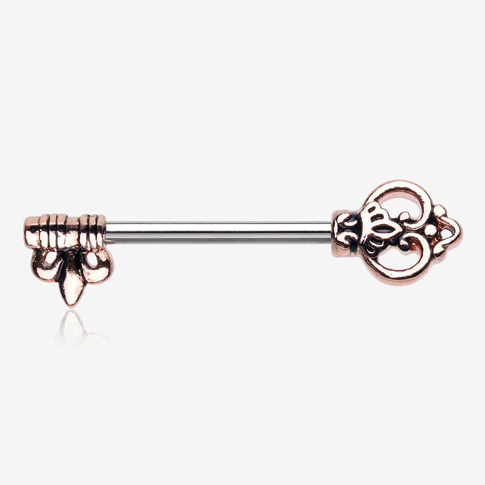 A Pair of Rose Gold Royal Antique Key Nipple Barbell