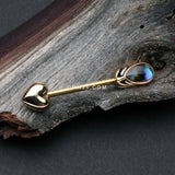 Detail View 1 of A Pair of Golden Abalone Feathered Arrow Sparkle Nipple Barbell