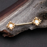 Detail View 1 of A Pair of Golden Blazing Sun Iridescent Revo Sparkle Nipple Barbell