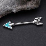 Detail View 1 of A Pair of Vintage Arrow Turquoise Nipple Barbell-Turquoise
