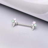 Detail View 1 of A Pair of Adorable Mixed Flavor Ice Cream Cone Nipple Barbell-Clear Gem/Rose Water Opal/Aqua