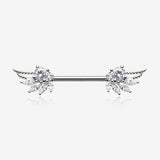 A Pair of Guardian Angelic Wing Sparkle Nipple Barbell