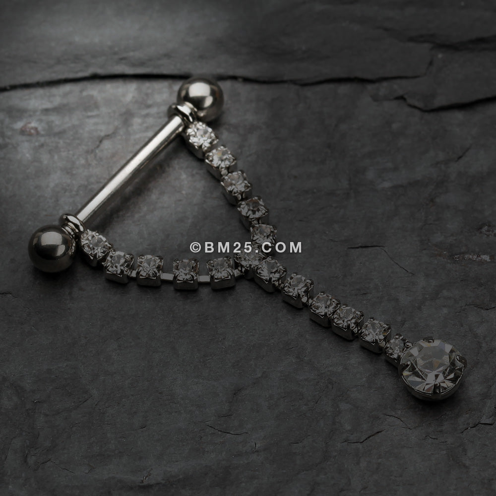 Detail View 1 of A Pair of Chandelier Gems Nipple Barbell Ring-Clear Gem