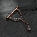 Detail View 1 of A Pair of Rose Gold Chandelier Gems Nipple Barbell Ring-Clear Gem