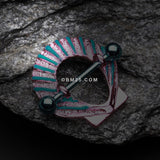 Detail View 1 of Colorline Ariel Seashell Nipple Shield Ring-Teal/Pink