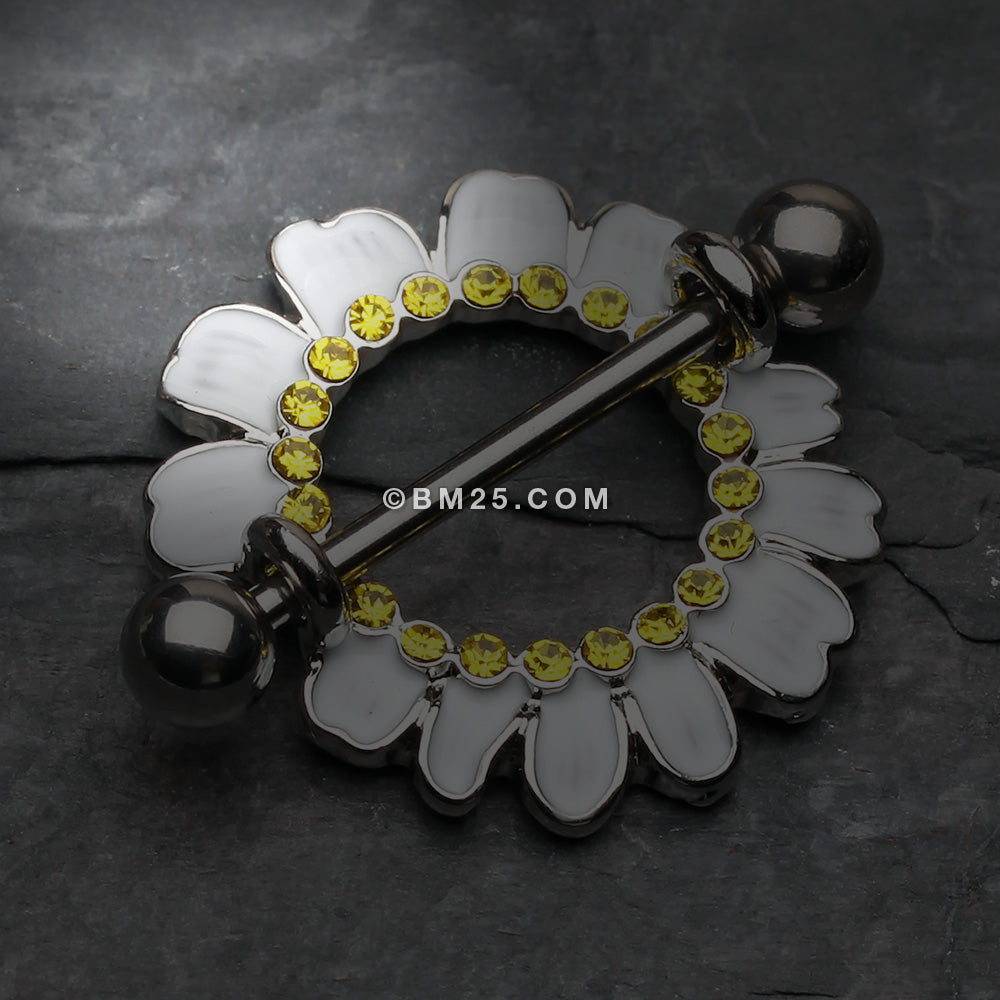 Detail View 1 of Adorable White Daisy Nipple Shield Ring-White/Yellow
