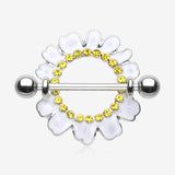 Adorable White Daisy Nipple Shield Ring-White/Yellow