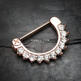 Detail View 1 of Rose Gold Glistening Multi-Gem Nipple Clicker-Clear Gem