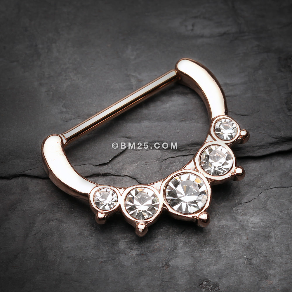 Detail View 1 of Rose Gold Precia Sparkle Nipple Clicker-Clear Gem