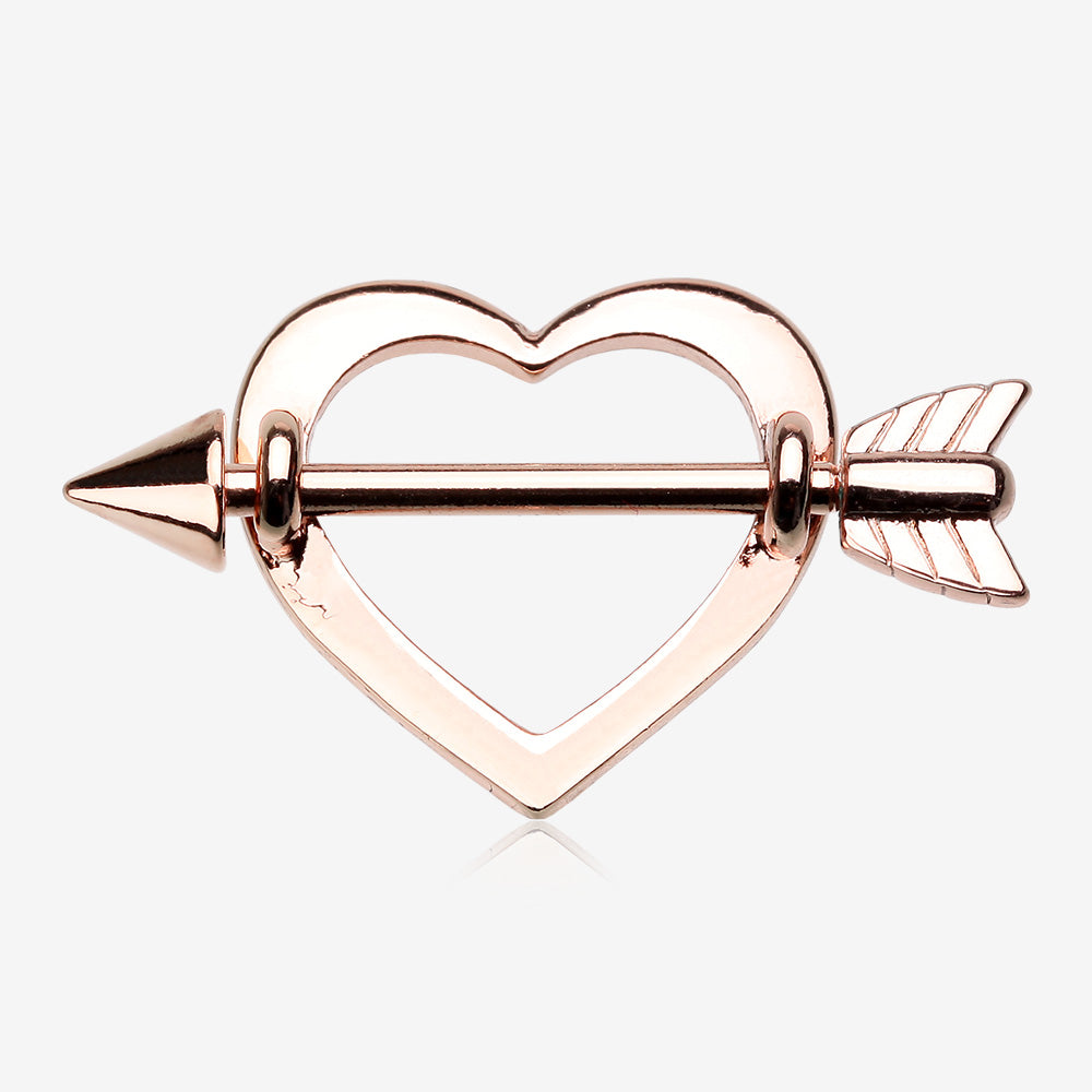 Rose Gold Cupid's Heart Nipple Shield Ring-Rose Gold