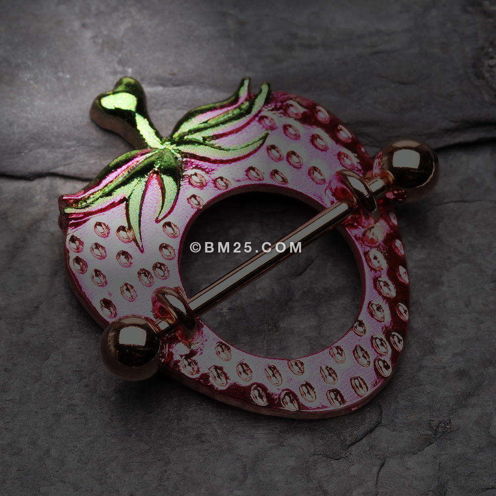 Detail View 1 of Rose Gold Strawberry Nipple Shield Ring-Pink