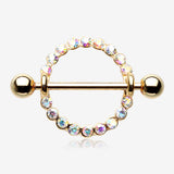 Golden Aureole Sparkle Nipple Shield Ring-Aurora Borealis