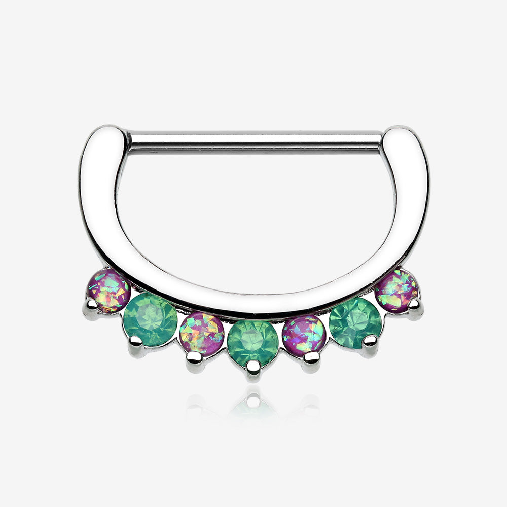 A Pair of Opal Sparkle Deuce Nipple Clicker-Purple/Green