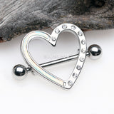 Detail View 1 of A Pair of Iridescent Revo Journey Heart Sparkle Nipple Shield-Clear Gem