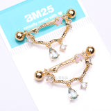 Detail View 4 of A Pair of Golden Adorable Cloud Rainy Sparkles Dangle Nipple Shield-Clear Gem/Rose Water Opal/Aqua