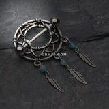 Detail View 1 of Classic Dreamcatcher Feather Nipple Shield Ring-Blue/Aqua