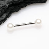 Detail View 1 of A Pair of Luster Pearlescent Ball Ends Nipple Barbell-White