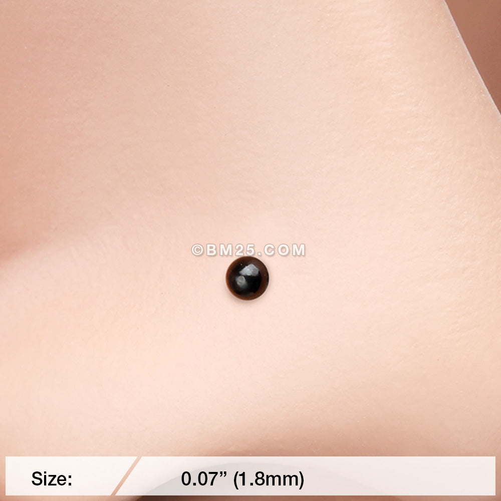 Detail View 2 of Colorline Ball Top Basic Nose Stud Ring-Black