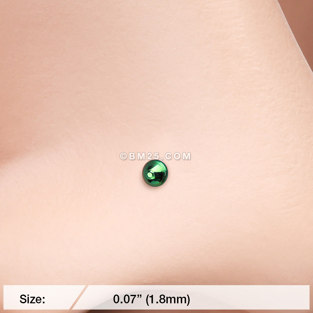 Detail View 2 of Colorline Ball Top Basic Nose Stud Ring-Green