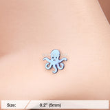Detail View 2 of Colorline Evil Octopus Nose Stud Ring-Blue