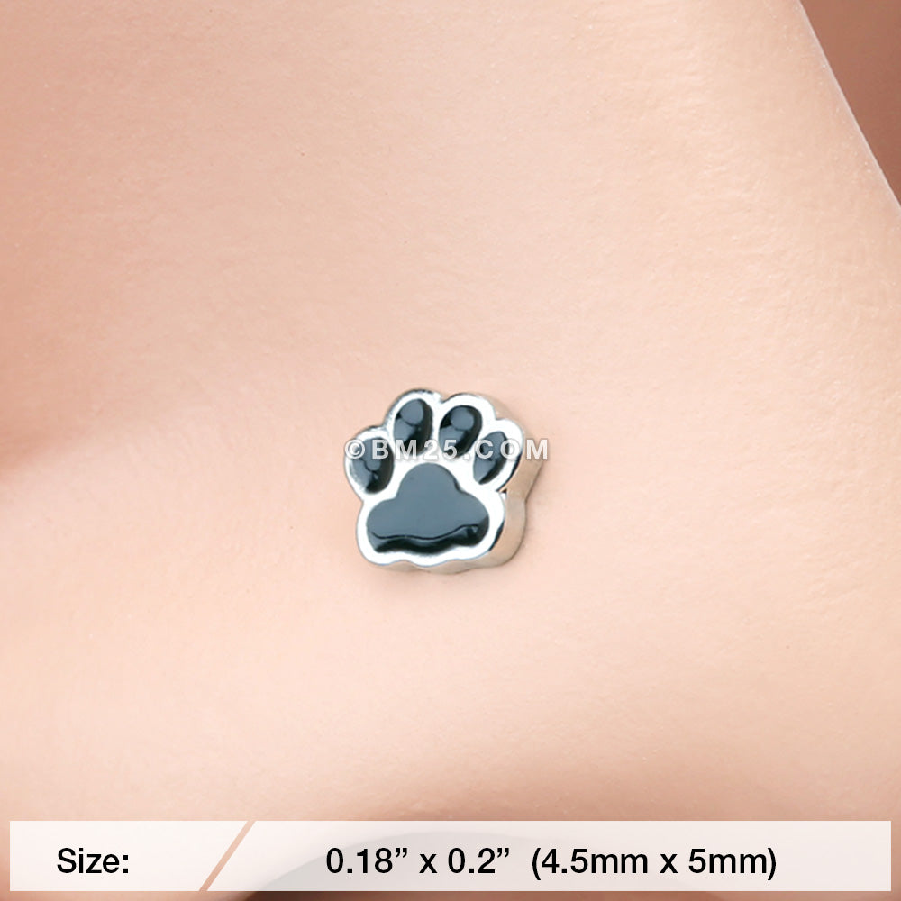 Detail View 2 of Adorable Paw Print Nose Stud Ring-Steel