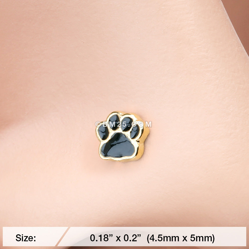 Detail View 2 of Golden Adorable Paw Print Nose Stud Ring-Gold