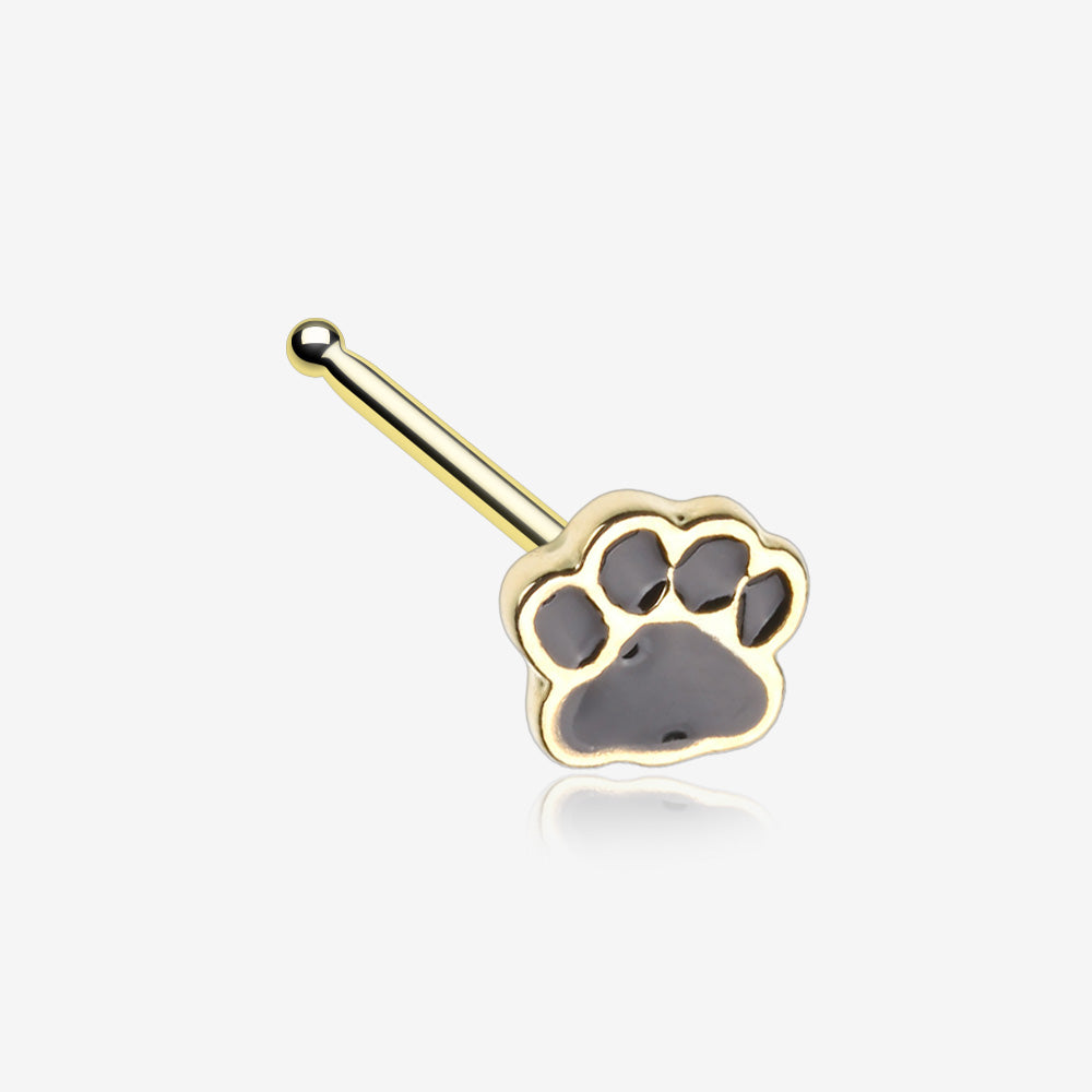 Golden Adorable Paw Print Nose Stud Ring-Gold