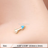 Detail View 2 of Golden Dainty Arrow Nose Stud Ring-Teal