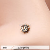Detail View 2 of Golden Antique Mythical Sun Face Nose Stud Ring-Gold