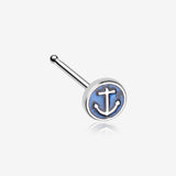 Blue Sailor Anchor Nose Stud Ring