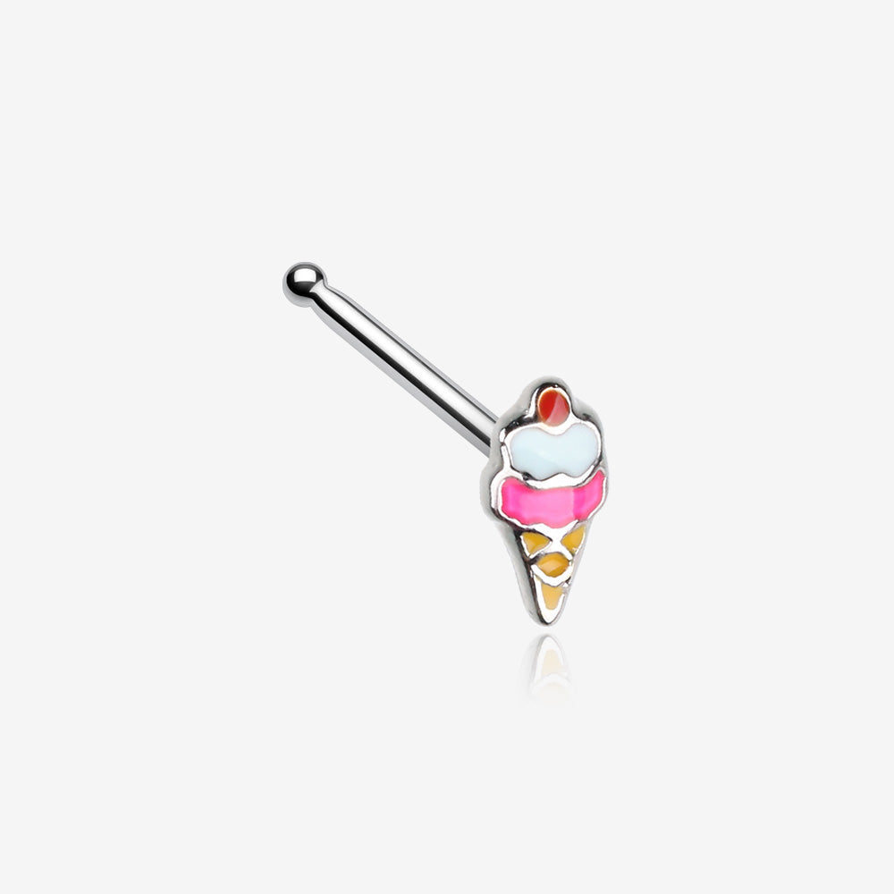 Sweet Jubilee Ice Cream Cone Nose Stud Ring-Pink