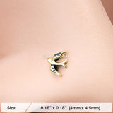 Detail View 2 of Golden Dainty Swallow Bird Nose Stud Ring-Gold