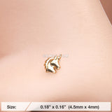 Detail View 2 of Golden Unicorn Stay Magical Nose Stud Ring