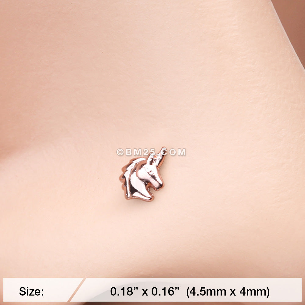 Detail View 2 of Rose Gold Unicorn Stay Magical Nose Stud Ring