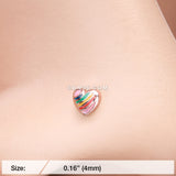 Detail View 2 of Rose Gold Rainbow Pride Heart Nose Stud Ring
