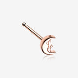 Rose Gold Mystic Crescent Moon Face Nose Stud Ring