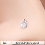 Detail View 2 of Opalescent Teardrop Sparkle Nose Stud Ring-White